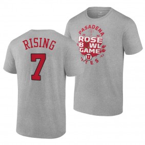 Utah Utes Cameron Rising 2022 Rose Bowl 7 Gray CFP T-Shirt