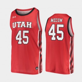 Utah Utes Hunter Mecum #45 Jersey Red 2019-20 Replica College Basketball Jersey - Utah Utes