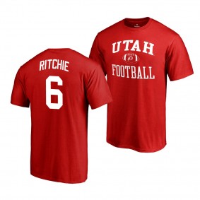 Utah Utes Nate Ritchie Red College Football Name & Number T-Shirt