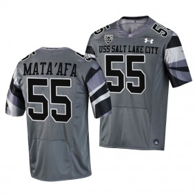 Utah Utes Andrew Mata'afa USS Salt Lake City Jersey #55 Grey Football Uniform