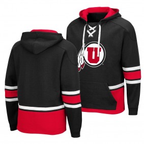 Utah Utes Black College Hockey 3.0 Men Lace-up Pullover Hoodie