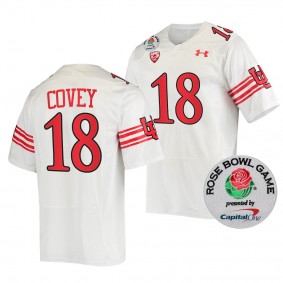Utah Utes Britain Covey 2022 Rose Bowl Jersey #18 White Throwback Uniform
