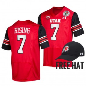 Cameron Rising Utah Utes 2022 Rose Bowl Red Free Hat 7 Jersey Men