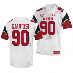 Devin Kaufusi Utah Utes College Football Jersey Men's White #90 Uniform
