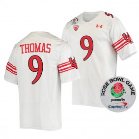 Utah Utes Tavion Thomas 2022 Rose Bowl Jersey #9 White Throwback Uniform