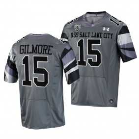 Utah Utes Tiquan Gilmore USS Salt Lake City Jersey #15 Grey Football Uniform